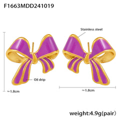Enamel Bow Stud Earrings