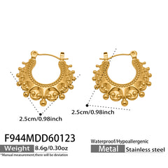 18K Gold-Plated & Silver-Tone Crown Detail Hoops