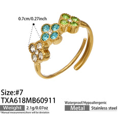 Color Cubic Zirconia Four-Petal Flower Jewelry