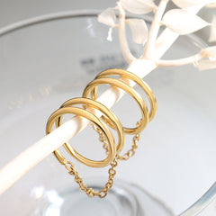 18K Gold-Plated Double-Band Chain Ring
