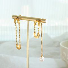 Asymmetric Safety Pin Drop Earrings