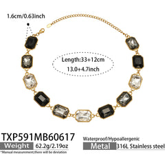18K Gold-Plated Colored Glass Statement Jewelry
