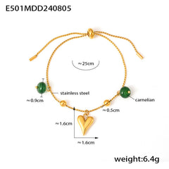 18K Gold-Plated Agate Charm Bracelet