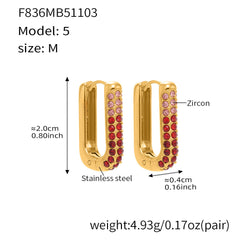 18K Gold-Plated Colored Cubic Zirconia U-Hoops