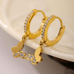 18K Gold-Plated Cubic Zirconia Charm Hoop Earrings
