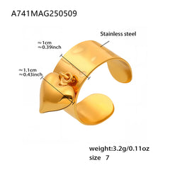 Open Heart Stainless Steel Statement Ring