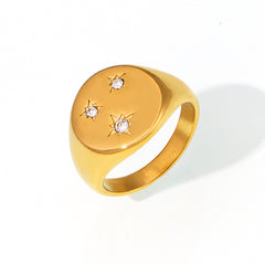 18K Gold-Plated Triple Star Signet Ring