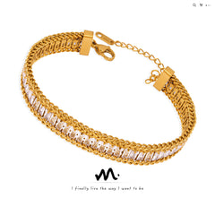 Cubic Zirconia Textured Link Bracelet