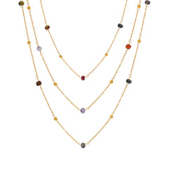 Fine Natural Stone Beaded Chain Necklace