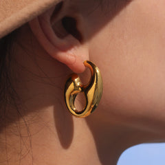 18K Gold-Plated Hollow Coffee Bean Earrings