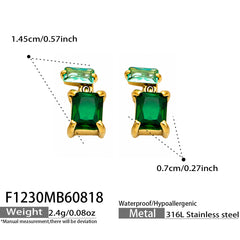 Faceted Rectangle Glass Drop Earrings
