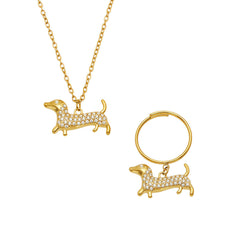 18K Gold-Plated Cubic Zirconia Dog Jewelry