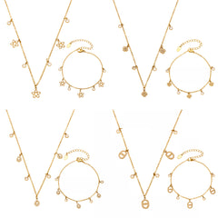 Cubic Zirconia Star Charm Necklace & Bracelet