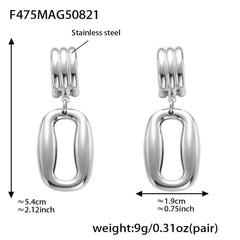 Mixed-Finish Geometric Drop Earrings