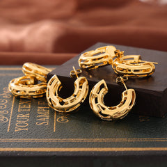18K Gold-Plated Open C-Hoop Earrings
