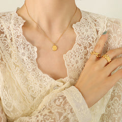 18K Gold-Plated Round Coin Pendant Necklace