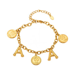 Gold-Tone Initial and Coin Charm Bracelet