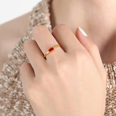 Colored Glass or Cubic Zirconia Accent Ring