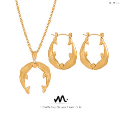 Dolphin Circle Earrings or Pendant Necklace
