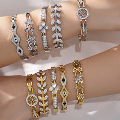 Cubic Zirconia Clover & Geometric Clasp Bracelets