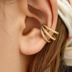 Triple-Line Cubic Zirconia Ear Cuff - Single