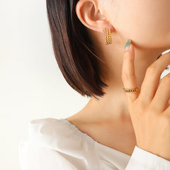 18K Gold-Plated Twisted Multi-Row Hoop Earrings