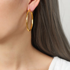 Rounded Statement Stainless Steel Hoop Earrings