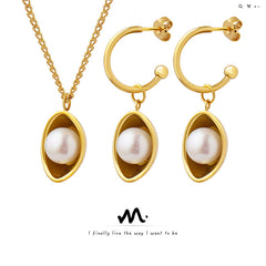 Freshwater Pearl Oval Pendant Necklace or Earrings