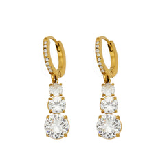 Triple-Line Cubic Zirconia Drop Earrings