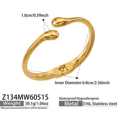 Smooth Teardrop Open Cuff Bracelet