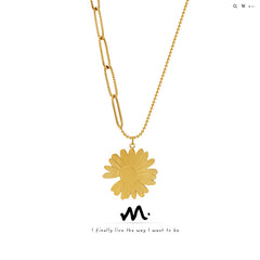 Gold-Tone Flower Pendant Long Necklace