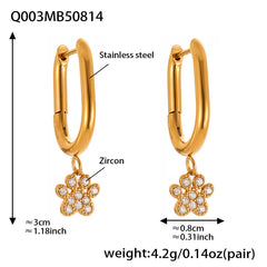 Cubic Zirconia Paw Charm Hoop Earrings
