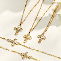 18K Gold-Plated Cubic Zirconia Cross Jewelry