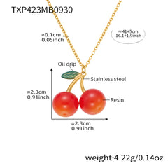 18K Gold-Plated Resin Cherry Jewelry