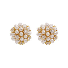 Marielle Vintage-Inspired Pearl Pavé Stud Earrings No. 294523