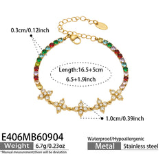 Four-Petal Cubic Zirconia Flower Bracelet Designs