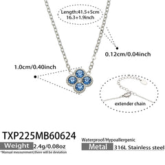 Color Four-Petal Cubic Zirconia Necklace and Earrings