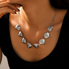 Textured Shell-Disc Statement Necklace