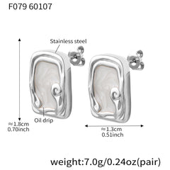 Ornate Rectangular Inlay Stud Earrings