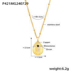 Shell Texture Cubic Zirconia Pendant Necklace