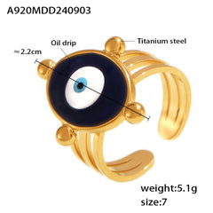 Gold-Tone Blue Eye Open Ring
