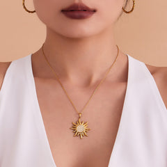 Cubic Zirconia Sunburst and Round Pendant Necklaces