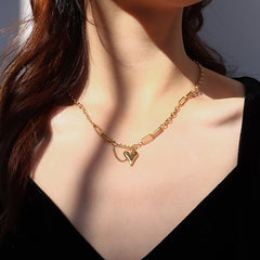 Open Heart Pendant Chain Necklace