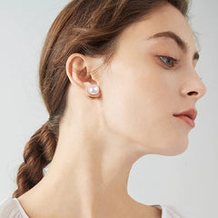 Camille Brushed Pearl Stud Earrings