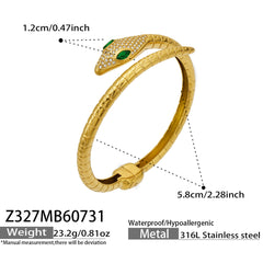 18K Gold-Plated Cubic Zirconia Snake Bangle