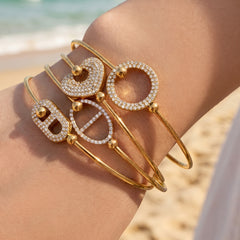 Cubic Zirconia Geometric Statement Bangles