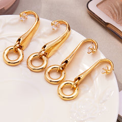 18K Gold-Plated Sculptural Circle Drop Earrings