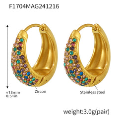 18K Gold-Plated Color Cubic Zirconia Rounded Hoops