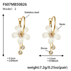 Color Resin Flower Drop Earrings