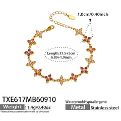 18K Gold-Plated Color Cubic Zirconia Flower Jewelry